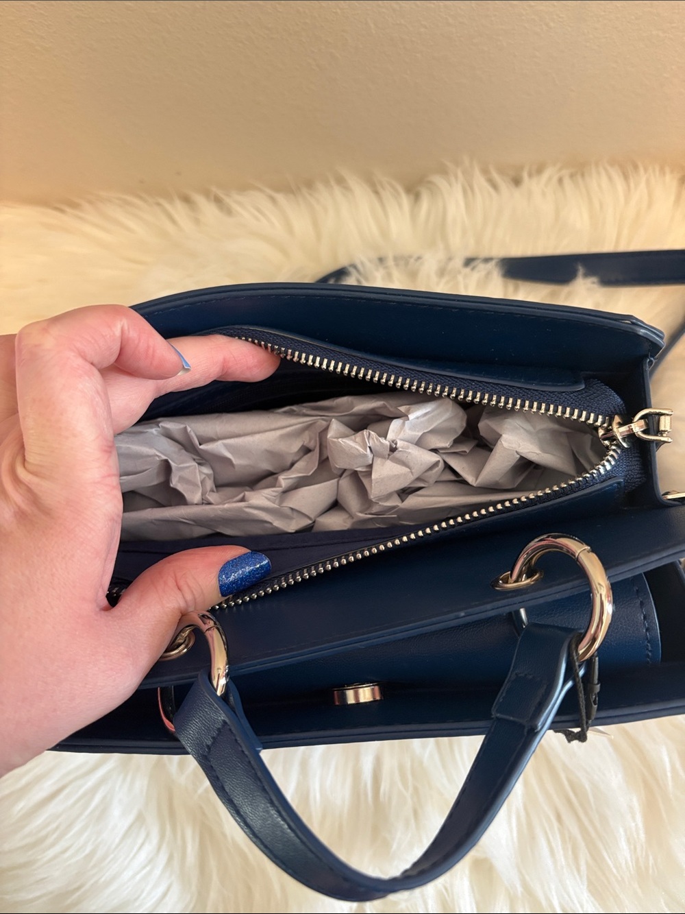 Steve Madden Red, White & Blue Top-Handle Bag Bevlynn Stripe Satchel W/ Star βοΈ - Picture 12 of 13